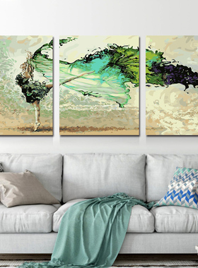 diy数字油画客厅风景三联三拼大幅减压手工填色油彩画填充装饰画