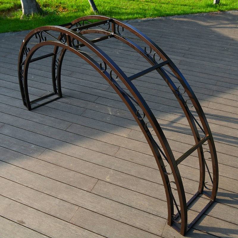 欧式铁艺花架拱门爬藤架庭院门垛月季三角梅支架半拱门头攀爬支架