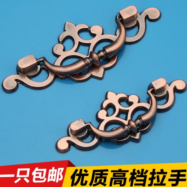 欧式仿古衣柜子门拉手单孔简约抽屉橱金色田园中复吊坠拉环小把手