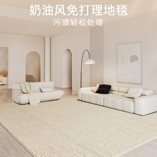 抗菌纯色可擦奶油防污月高级真白地毯客厅免洗轻奢光白防水风米