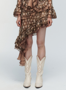 ORA GENESIS2025年冬季新品时尚印花荷叶边半裙