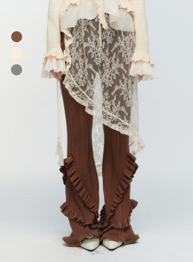 ORA GENESIS2025年冬季新品时尚荷叶边针织裤