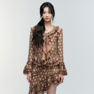 时尚 新品 印花荷叶边上衣 GENESIS2025年冬季 ORA