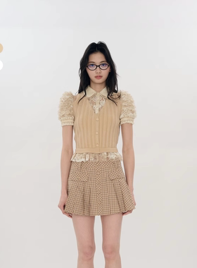 ORA GENESIS2025年秋季新品时尚百搭蕾丝拼接针织polo上衣