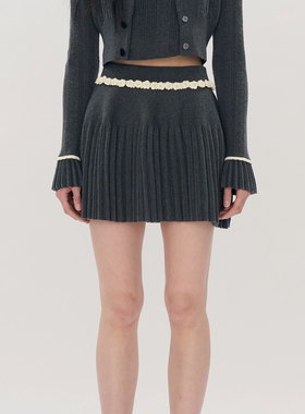 ORA GENESIS2025秋季新品手钩花针织百褶半裙