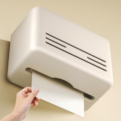 ll奶油风卫生间纸巾盒洗手间厕所免打孔厕纸盒放纸巾置物架卷纸架