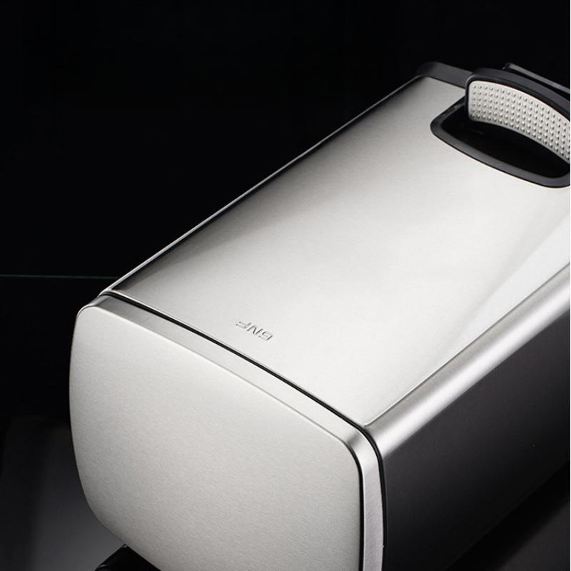 不锈钢双层垃圾桶商用办公室卫生间带盖大号桶50L方形擦手纸桶