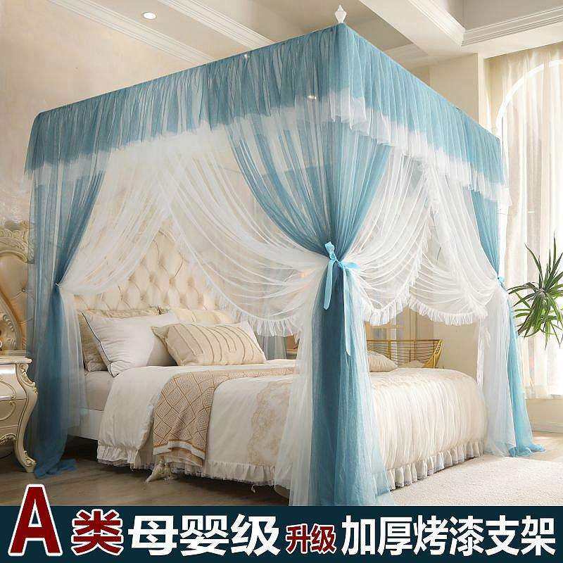 宫廷蚊帐落地式卧室家用双人三开门双层纱老式公主风加厚支架