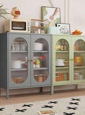 网红餐边柜客厅铁艺茶水柜家用碗柜简约收纳储物柜靠墙多层置物架