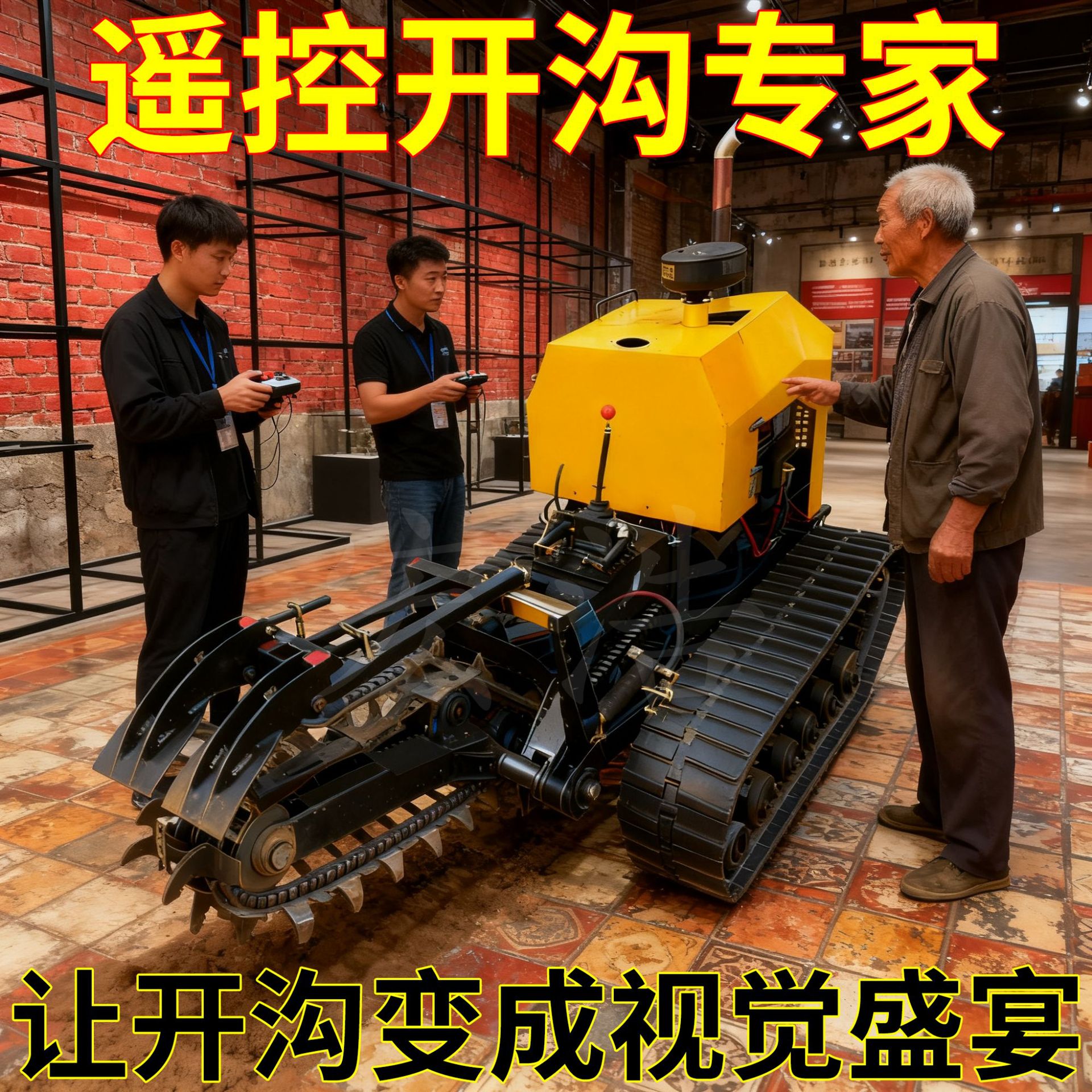 遥控自走履带挖沟机 光伏电缆开沟 水管渠道开沟机