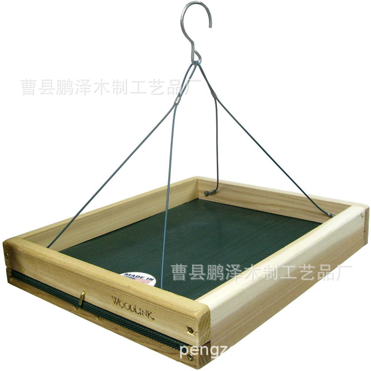 木质波边悬挂式喂鸟器木质可挂木制托盘式喂鸟台子木质喂鸟台