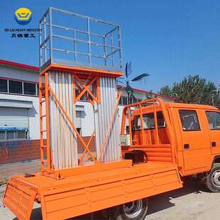 市政路灯安装维护高空作业车后斗桅杆升降梯车载式铝合金升降机