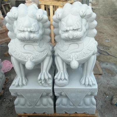 石狮子一对看门小号摆件大理石雕门口青石汉白玉家用墓地