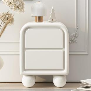 XK39号柜法式 奶油风卧室床头柜现代简约白色圆形抽屉收纳柜网红床