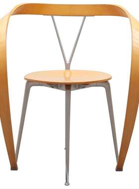 意式设计师飘带Revers Chair翻领椅创意现代艺术曲木板不锈钢餐椅