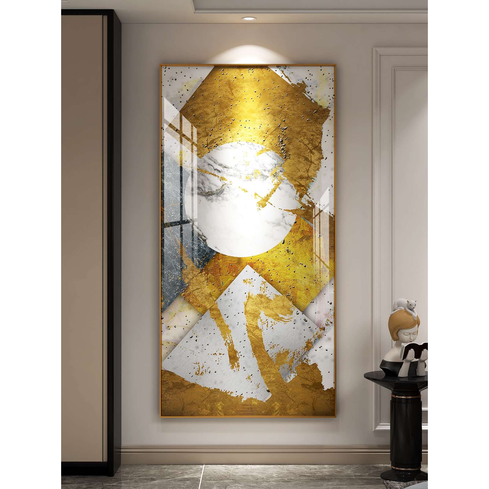 北欧壁画玄幻简约画竖版色块轻奢走廊过道挂画现代抽象玄关装饰画图片