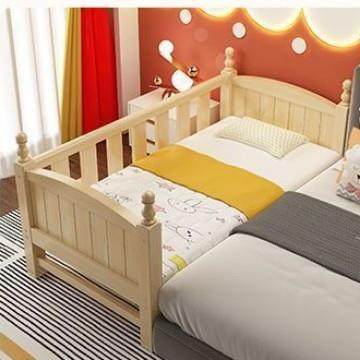 实木婴儿拼接床加护栏加宽男孩女孩单人床边宝宝儿童小床大床