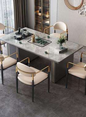 轻奢现代简约家用办公多功能意式茶台泡茶阳台岩板茶桌一体一整套