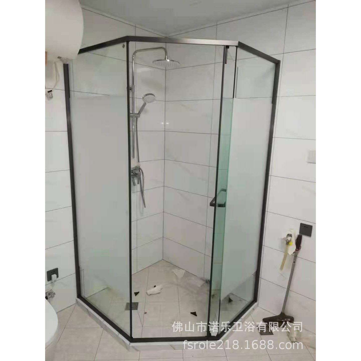 外贸钻石淋浴房哑黑浴室洗澡屏风干湿分离玻璃隔断