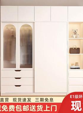 衣柜卧室家用推拉门衣橱柜子玻璃门儿童储物柜出租屋收纳柜经济型