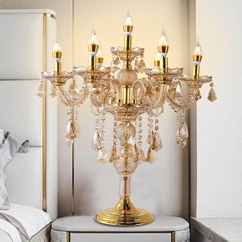 欧式客厅烛台灯轻奢卧室床头水晶台灯创意书房餐厅LED装饰桌灯具