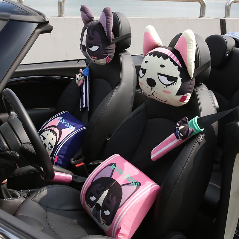 汽车头枕卡通记忆棉靠枕车用护颈枕可爱车内装饰车载枕头