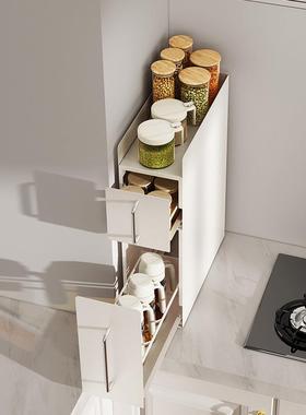 抽拉式台面调味品收纳柜防尘橱柜转角储物柜H^厨房调料窄柜置物架