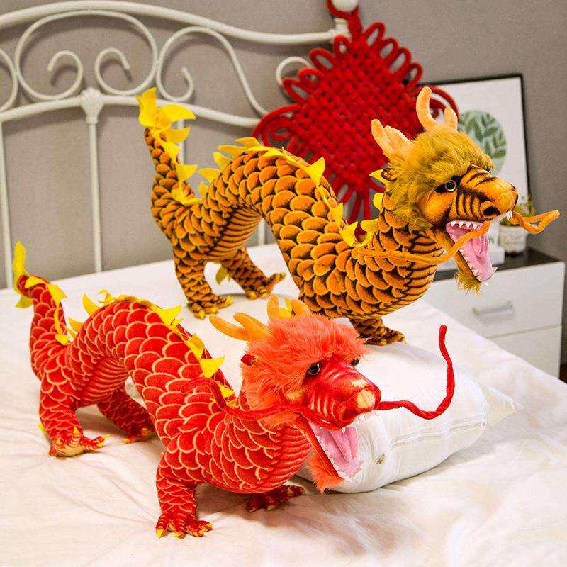 新款80cm中国风吉祥龙公仔大号喜庆吉祥物春节家庭店铺装饰品