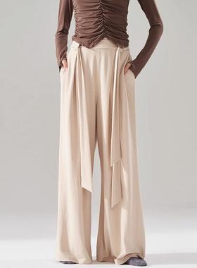 古典舞舞蹈裤女形体阔腿裤宽松中国舞直筒飘带练功裤演出服装成人