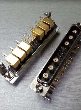 D-SUB(13W6)同轴射频弯脚公座同轴信号7+6针弯脚公头电源连接器