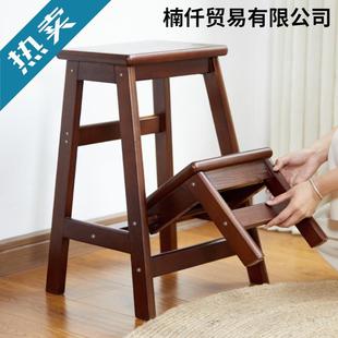 实木梯凳二三步家用折叠客厅室内多功能登高梯子凳楼梯椅加厚加高