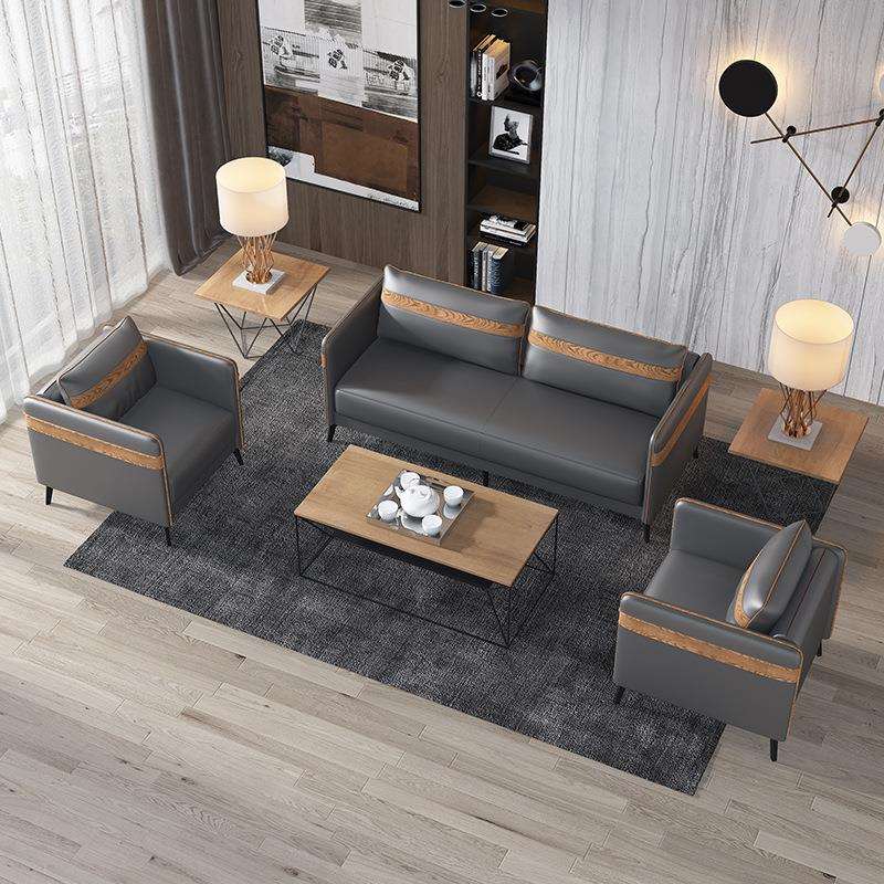 接待室办公沙发茶几组合套装简约现代办公室沙发商务会客区三人位