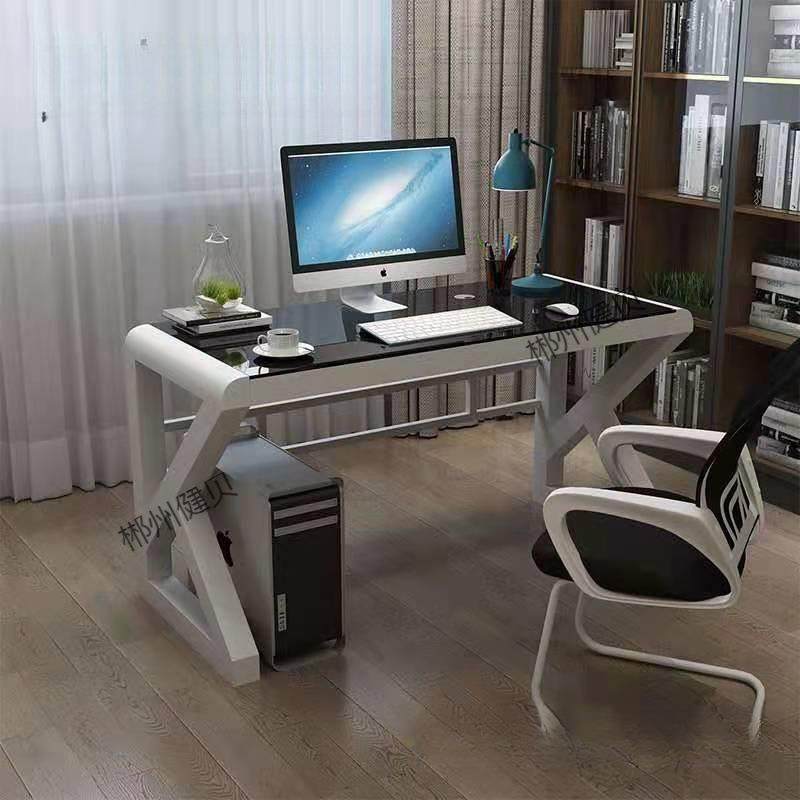 简约现代电脑桌台式桌家用书桌钢化玻璃办公桌多功能写字台学习桌