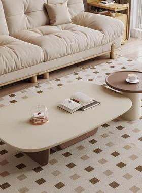 2025款轻奢奶油风现代简约异形不规则岩板茶几家用客厅小户型儿童
