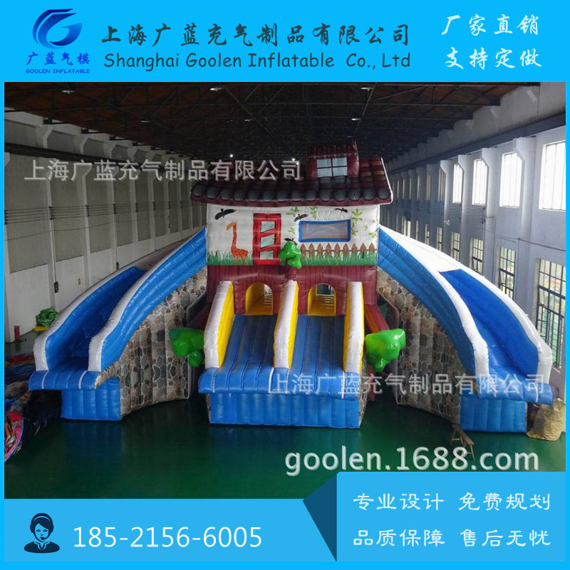 水上乐园双向充气水滑梯