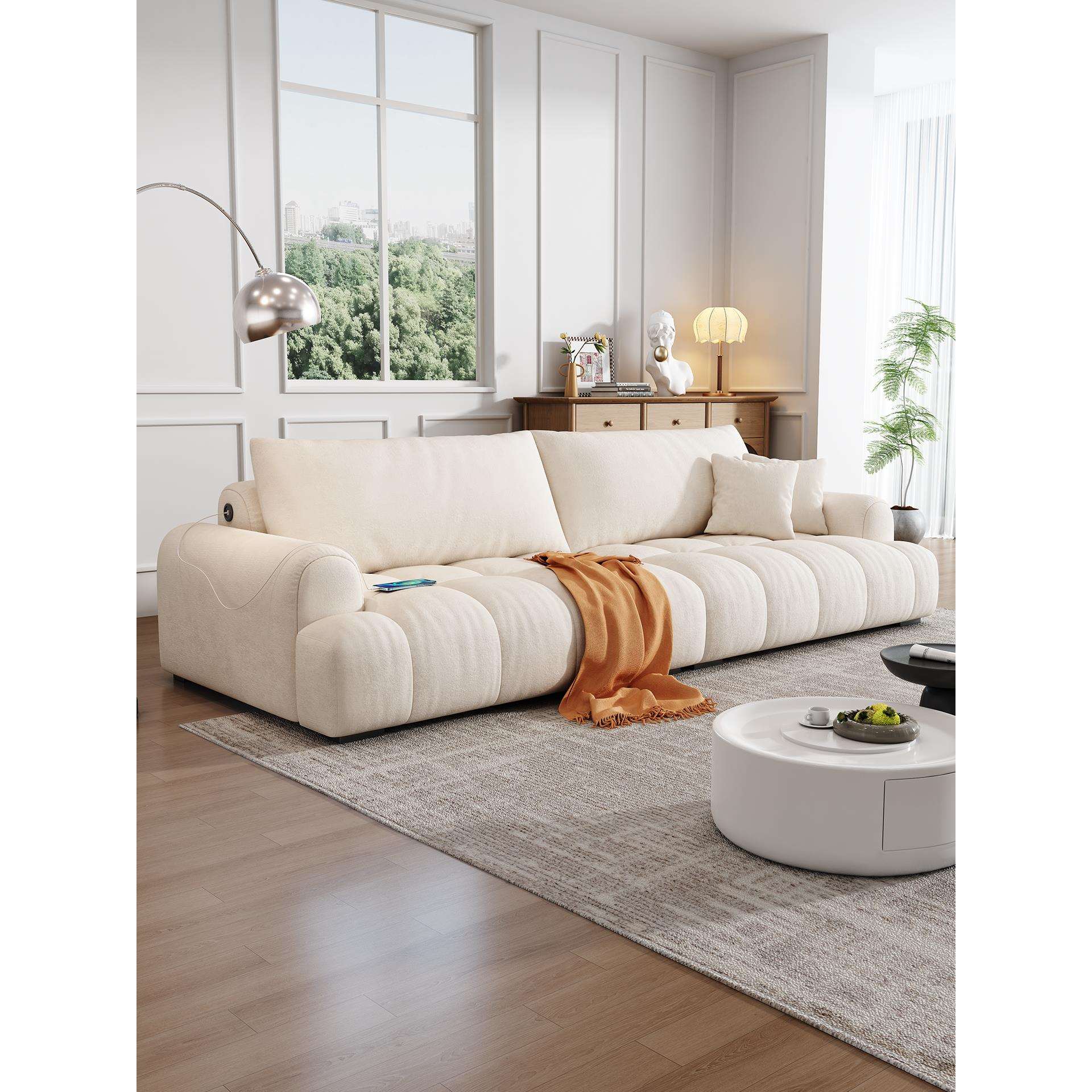 泡芙棉花糖布艺沙发现代简约客厅猫抓皮小户型奶油风法式沙发通用