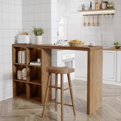 严选实木吧台桌客厅隔断靠窗一体式小吧台阳台飘窗桌长条桌高脚桌