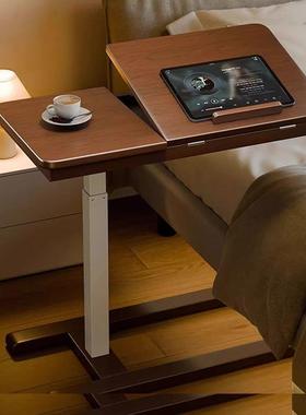 实木书桌可移动带轮升降桌可储物卧室床边桌家用办公电脑桌子茶几