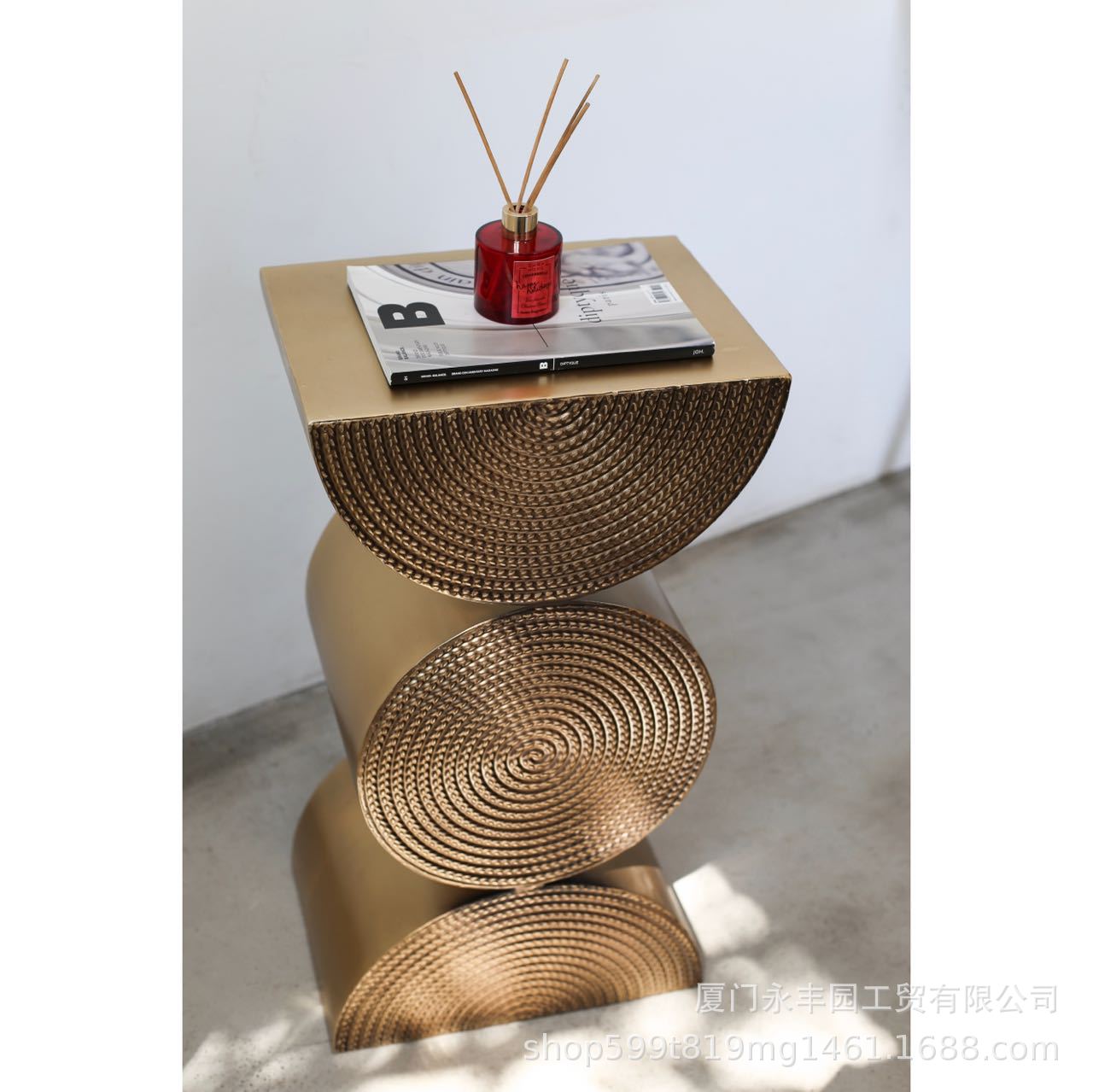 嘻物所设计北欧艺术沙发客厅极简约现代金属麦穗复古边几角几茶几