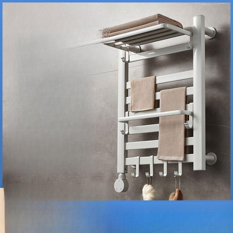 智能电加热毛巾架子家用卫生间免打孔加热烘干浴室置物架子壁奥跃