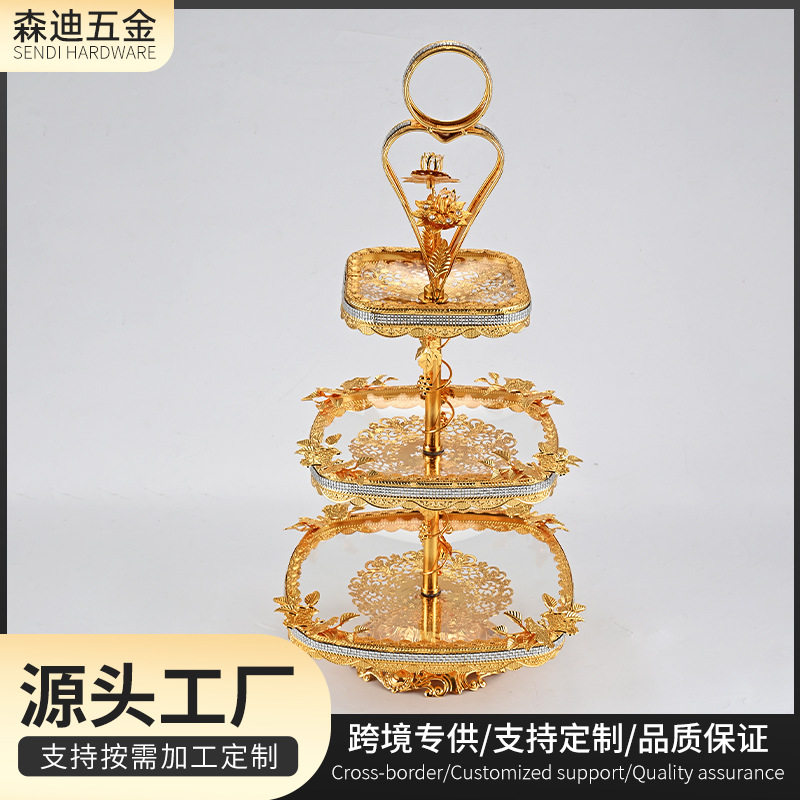 欧式高颜值三层水果盘轻奢典雅玻璃干果盘家用客厅茶几收纳水果盘