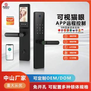 可视猫眼涂鸦智能锁木门防盗门一握开锁全自动指纹密码锁
