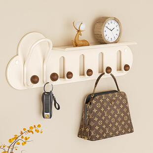 免打孔云朵墙上置物架挂钩入户墙壁衣帽收纳架美拉德胡桃木挂衣钩