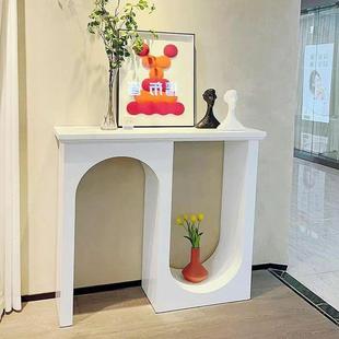 轻奢双弧玄关台意式 饰玄关桌别墅走廊处玄关柜玄关桌 极简现代装