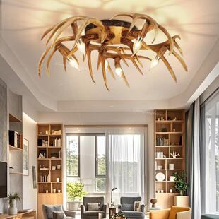 鹿角吸顶灯美式覆古客厅餐厅火锅吧吸顶灯斯堪的纳维亚民宿客舱装
