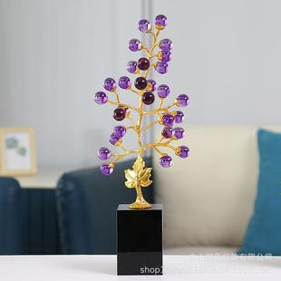 水晶葡萄发财树摆件客厅玄关电视柜样板间轻奢高档装饰品软装摆设