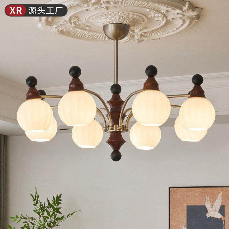 新款法式中古风客厅吊灯复古南洋高级感卧室灯竹节新中式大厅主灯