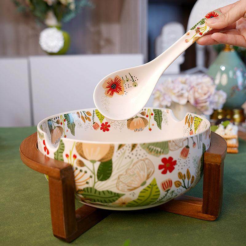 兮房七彩云花汤碗陶瓷大容量2000ml加厚防烫面碗