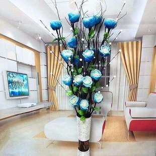 叶脉玫瑰干花假花客厅落地摆件新房家居室内装饰花艺插花套装