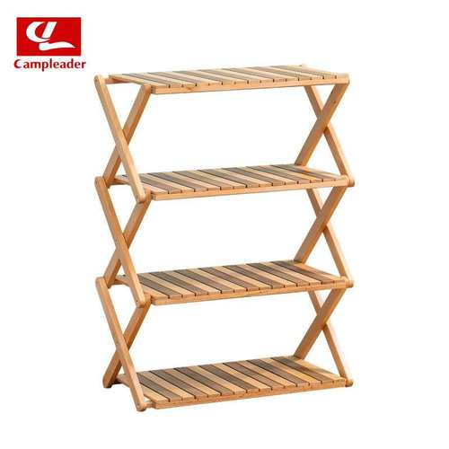 凯普力德户外日式露营便携实木多层置物架户外休闲用品